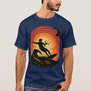 Eindeloze wind en oceaanenergie Kitesurf zonsonder T-shirt