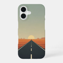 Eindeloze woestijnsnelweg iPhone 16 hoesje