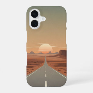Eindeloze woestijnsnelweg iPhone 16 hoesje