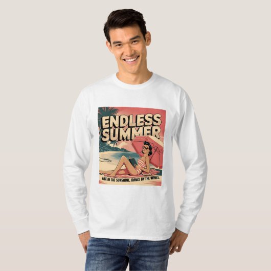 Eindeloze zomer Retro Beach T-shirt (Voorkant volledig)