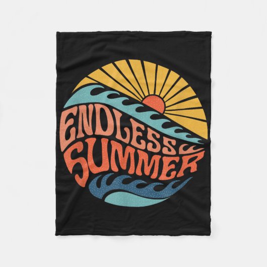 Eindeloze zomer Retro Sixties Surf Beach 60 Fleece Deken (Voorkant)
