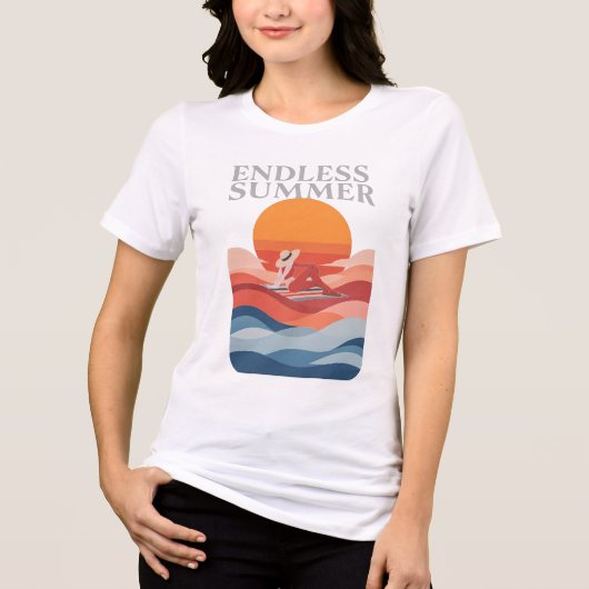 Eindeloze zomer - Retro Sunset & Beach Vibes Tri-Blend Shirt (Voorkant)