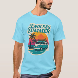 Eindeloze Zomer – Retro Surf Bus Zonsondergang T-shirt