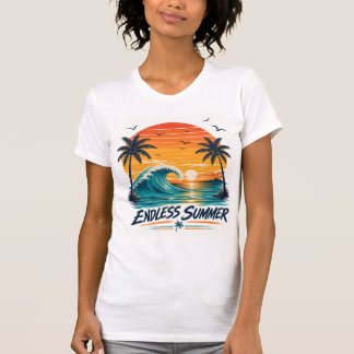 Eindeloze Zomer | Retro Tropische Zonsondergang St T-shirt