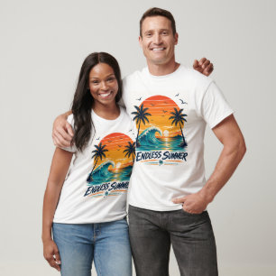 Eindeloze Zomer Retro Tropische Zonsondergang St T-shirt