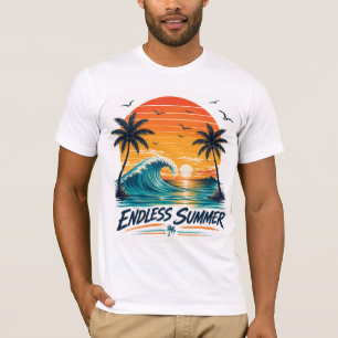 Eindeloze Zomer   Retro Tropische Zonsondergang St T-shirt