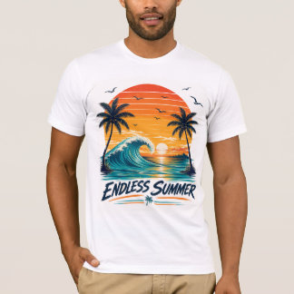 Eindeloze Zomer | Retro Tropische Zonsondergang St T-shirt