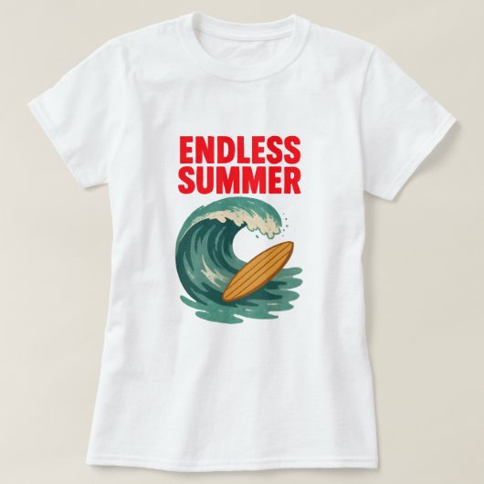 Eindeloze zomer: Ride the Wave T-shirt (Design voorkant)
