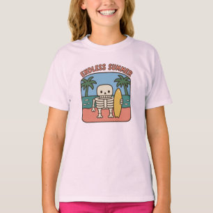 Eindeloze Zomer Surfende Skelet Retro Strand Nosta T-shirt