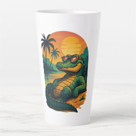 Eindeloze zomerkrokodil - Retro Latte Mok