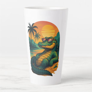 Eindeloze zomerkrokodil - Retro Latte Mok