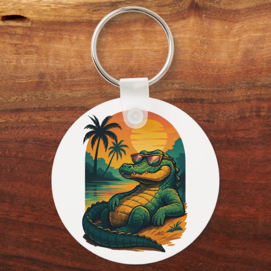 Eindeloze zomerkrokodil - Retro Sleutelhanger (Voorkant)