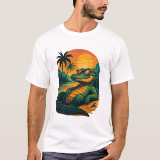 Eindeloze zomerkrokodil - Retro T-shirt