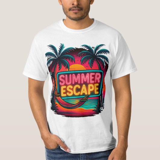 Eindeloze zomerontsnapping - Retro Sunset Adventur T-shirt (Voorkant)