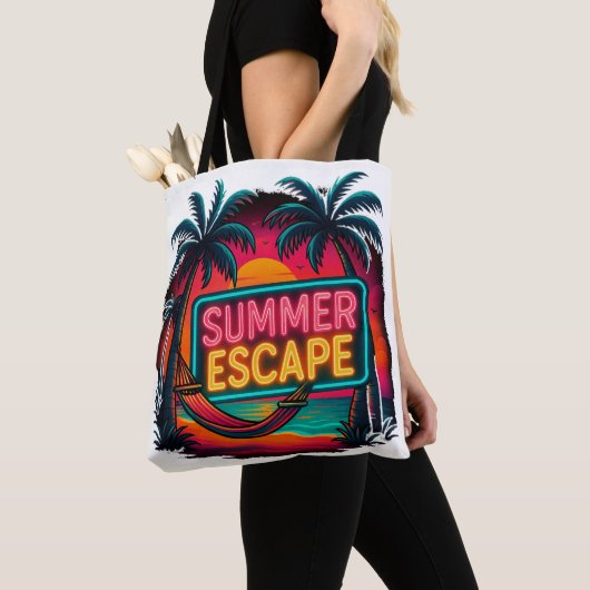 Eindeloze zomerontsnapping - Retro Sunset Adventur Tote Bag (Dichtbij)
