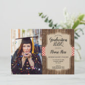 Eindexamen Feest Foto Rood Geruit BBQ Jute Eindexa Kaart (Staand voorkant)