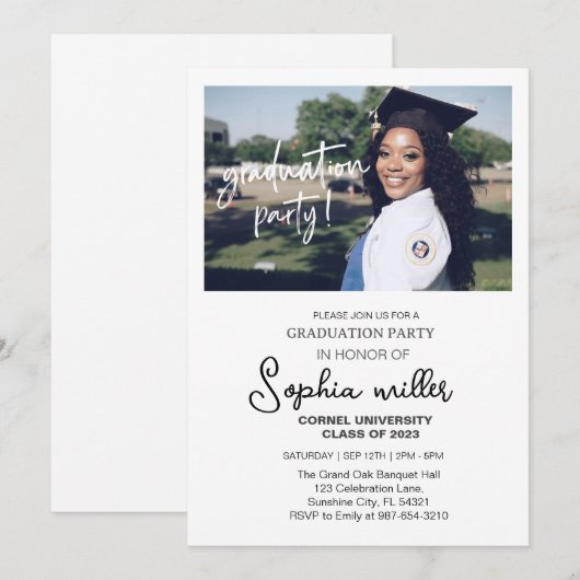 Eindexamen middelbare school, Afsluitingsfeest Kaart (Voorkant / Achterkant)