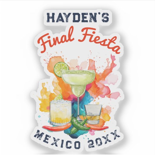 Eindfeest Bachelorette Party Mexico Uitknipbaar On Sticker (Voorkant)