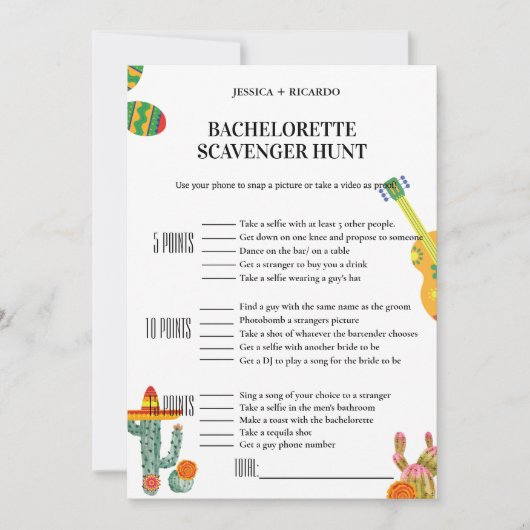Eindfeest Bachelorette zoektocht spel Kaart (Voorkant)