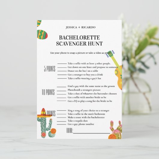 Eindfeest Bachelorette zoektocht spel Kaart (Staand voorkant)