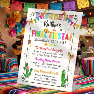 Eindfeest Mexicaanse Bachelorette Feestcocktail Reclamebord Met Voetstuk
