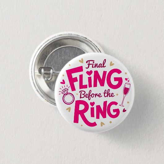 Eindfeest Roze Bruidsmeisje Knop Ronde Button 3,2 Cm (Voorkant /achterkant)