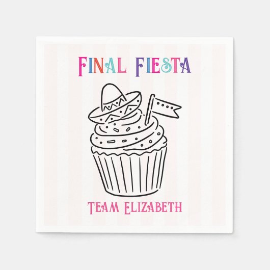 Eindfeest Sombrero Cupcake Bachelorette Feest Servet (Voorkant)
