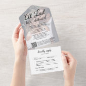 Eindfoto van uitgestelde weddenschappen — QR-code All In One Uitnodiging (Afscheurbaar)