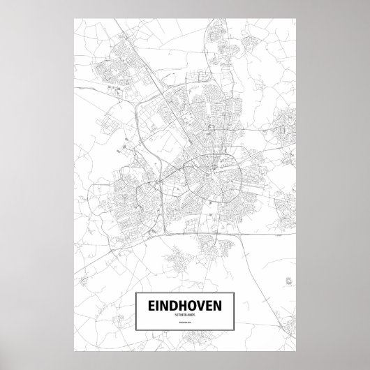 Eindhoven, Nederland (zwart op wit) Poster (Voorkant)