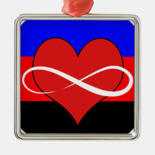 Eindig hart met vlag metalen ornament