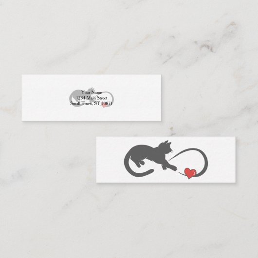 Eindig hartenkattensilhouet - Kies achterkleur Mini Visitekaartje (Voorkant / Achterkant)