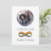 Eindig Symbool Rainbow Gepersonaliseerde LGBT Wedd Kaart (Staand voorkant)