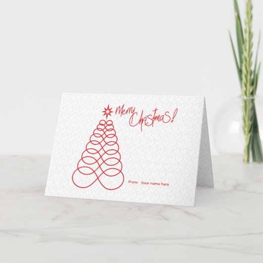 Eindige kerstboom met liefde - Rood & Zilver Feestdagen Kaart (Voorkant)
