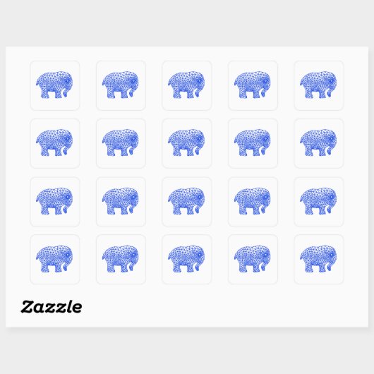 Eindige Olifant Vierkante Sticker (Vel)