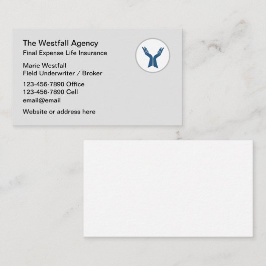 Eindkosten levensverzekering  visitekaartje (Voorkant / Achterkant)