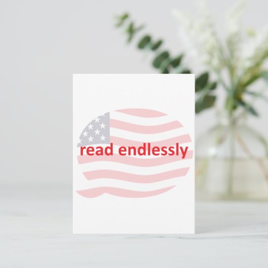 Eindloos lezen briefkaart (Staand voorkant)