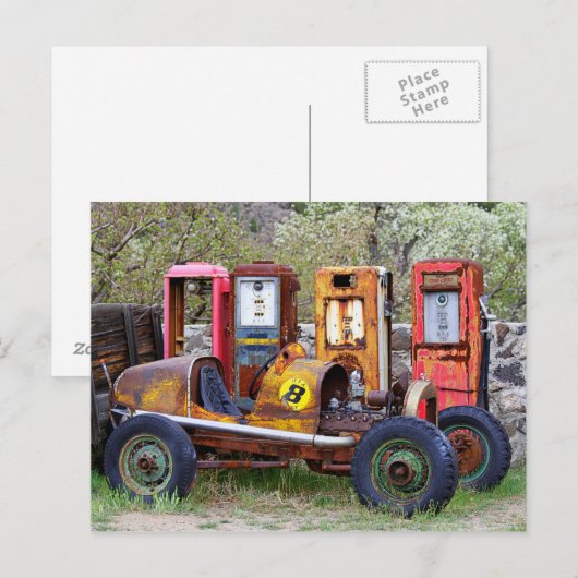 Eindpitstop van rackauto briefkaart (Voorkant / Achterkant)