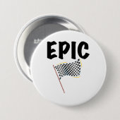 Eindstreep Geruite Racing Vlag Ronde Button 7,6 Cm (Voorkant /achterkant)