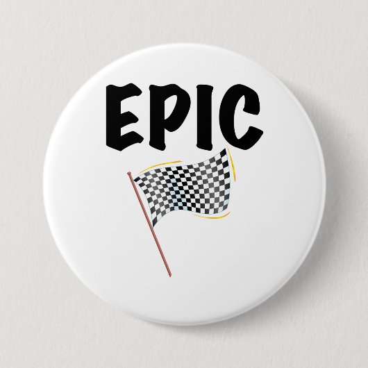 Eindstreep Geruite Racing Vlag Ronde Button 7,6 Cm (Voorkant)
