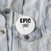 Eindstreep Geruite Racing Vlag Ronde Button 7,6 Cm (In situ)