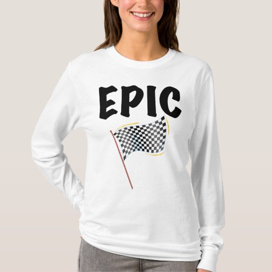 Eindstreep Geruite Racing Vlag T-shirt (Voorkant)