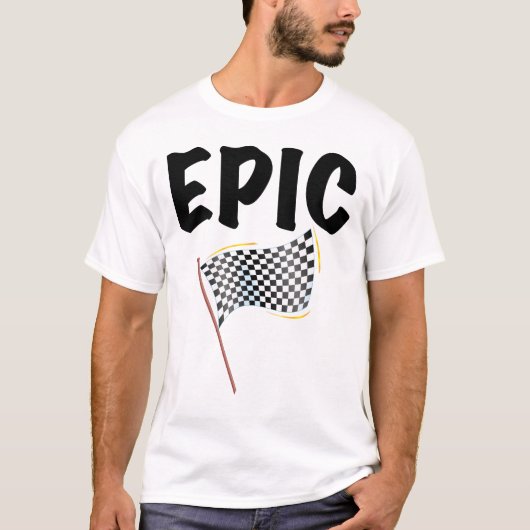 Eindstreep Geruite Racing Vlag T-shirt (Voorkant)