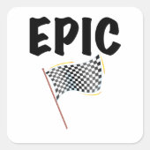 Eindstreep Geruite Racing Vlag Vierkante Sticker (Voorkant)