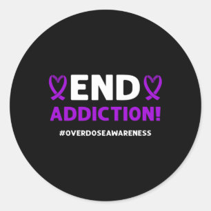 Eindverslaving! Paarse lint. Overdosering Ronde Sticker