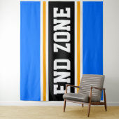 EINDZONE Helder Blauw Zwart Geel Racing Stripes Wandkleed (In situ)