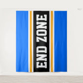 EINDZONE Helder Blauw Zwart Geel Racing Stripes Wandkleed (Voorkant)