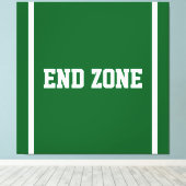EINDZONE Witte tekst rand strepen op gridiron groe Canvas Afdruk (Insitu (Houten vloer))