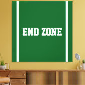 EINDZONE Witte tekst rand strepen op gridiron groe Canvas Afdruk (Insitu (Woonkamer))