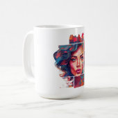 Eine Frau in Farbe im Viereckigen Rahmen Kunst  Koffiemok (Voorkant links)