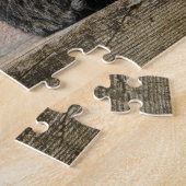 Eine Katze vor change Mauer Legpuzzel (Zijkant)